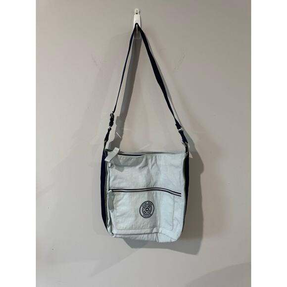 Kipling Era Crossbody Bag Light Blue & Navy Nylon, Adjustable Strap Everyday Bag - Picture 1 of 5